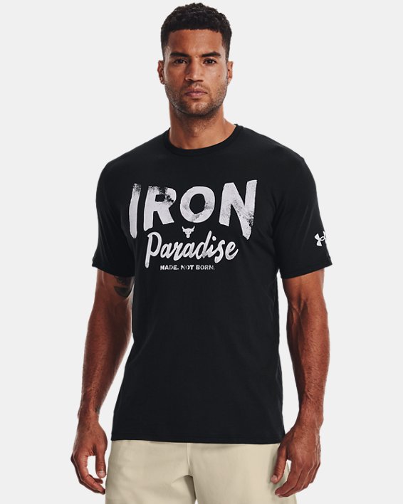 Men's Project Rock Iron Paradise Short Sleeve, Black, pdpMainDesktop image number 3